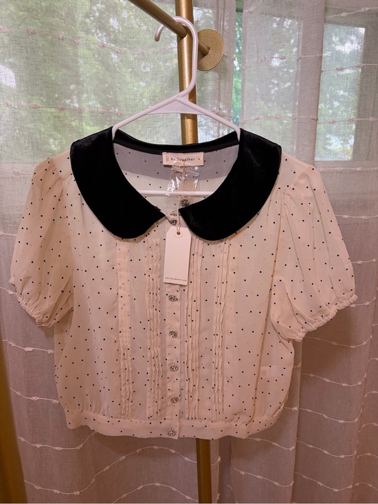 Tops - By Together DÔEN Inspired Polka Dot Peter Pan Collar Blouse